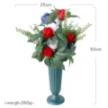 Künstlicher Seidenrosen Blumenstrauß mit grünem Topf für Grab und Feiertagsdeko 25x50cm - Trauerstrauß