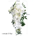 White waterfall bridal bouquet, artificial wedding flowers teardrop for wedding decor. - Waterfall Teardrop Design / White