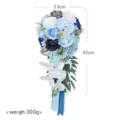 Wunderschöner blau-weißer Kaskaden-Brautstrauß künstliche Seidenblumen für Hochzeit 45cm - Weißer und Blauer Brautwasserfallstrauß