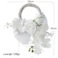 Weißer künstlicher Orchideen Rosen Blumenreif Hochzeit Braut Handblume mit Perlen 36x45cm - Phalaenopsis-Orchidee Handkranz