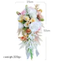 Europäische Hochzeit Braut Kaskade Blumenstrauß künstliche Blume für Party Dekor - Weiß Orange Tränenform Brautstrauß