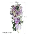 Europäische Braut Tropfen Brautstrauß künstliche lila Blume Handheld Dekoration 22x55cm - Wassertropfenform (55cmx22cm) / Flieder