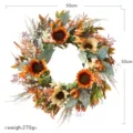 Vintage autumn sunflower wreath for harvest festival and Thanksgiving home door hanging decor. - 50cm / Autumn Orange Sunflower Wreath