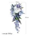 Braut Brautstrauß Tränenform Blaue Lilie Weiße Pfingstrose Kaskade Künstliche Blumen - Retro-Ölgemäldestil (SP-2023035)