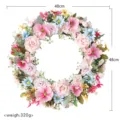 Künstlicher Frühlings Blumenkranz 48cm Haustür Wand Deko Blumen Giranlde für Party. - Frühlings Pfirsichrosa Rosenkranz