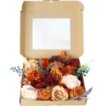 Caja de flores de rosas artificiales regalo DIY de otoño tonos cálidos decoración del - Rojo Marrón Otoñal (156)