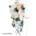 Kuenstlicher Brautstrauss Wasserfall Hochzeit Blumen Weiss Rosa 23x52cm Dekoration - Weiß Und Champagner