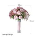 Kunstmatige roze rozen bruidsboeket met sprankelende strass handvat voor trouwfeest decor. - Lichtroze