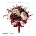 Elegant kunstmatig bruidsboeket met rozen en pioenen, perfecte decoratie voor huwelijken. - Bourgondië und Lotusroze
