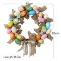 Easter egg wreath with burlap bows and colorful eggs, 40cm holiday door hanging decor. - 40CM / Easter Egg Bow Wreath