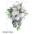 Artificial wedding cascading bridal bouquet with white roses, lilies and lavender. - Calla Lily and Lily Teardrop Bouquet