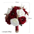 Bouquet da sposa artificiale rosa rossa e bianca fiore per supporto foto festa nozze - Bouquet di Rose Bianco E Rosso Vino