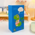 Sacchetto regalo in carta kraft con simpatico dinosauro cartone animato per festa compleanno. - Dinosauro YC-07