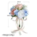 Artificial wedding bridal bridesmaid hand bouquet with pink white roses and blue hydrangeas. - 18x28cm / Blue & Pink Bridesmaid Bouquet