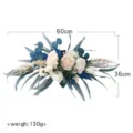 Artificial wedding arch flower decoration eucalyptus rose floral arrangement for party. - 1 Piece/Pack / Peacock Blue & Champagne Rose Style