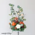 Kunstbloemen bruiloft tafeldecoratie bloemstuk eucalyptus roos tafelmiddenstuk - Oranje