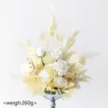 Künstliche Hochzeitsblumen Gesteck Tischdeko weiße Rose und goldene Blätter Deko - Gebrochenes Weiß