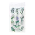 Botanische washi-stickers set, verse aquarel groene bladeren en paarse bloemmotieven. - Fris Blad / 6 vellen
