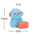 Cute blue bird miniature figurine with headphones and stereo for desktop micro landscape decor. - DJ Blue Birds
