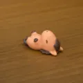 Mini resin horse figurine detail view, cute lying pose micro landscape ornament, 3.7cm length. - Lazy Little Pony
