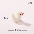 Miniature white resin duck figurine, cute small animal decor toy for DIY crafts and micro landscape. - Solid Color Duck - White