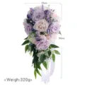 Bouquet da sposa artificiale a cascata con fiori finti per decorazioni di feste. - Bouquet a goccia color taro