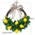 Ghirlanda di limoni artificiali con fiocco di iuta foglie verdi 40cm decorazione pareti - Verde limone