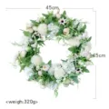 Artificial white flower wreath 45cm door hanging peony hydrangea wedding party decor prop - 45cm / White + Champagne