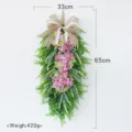 Artificial hydrangea teardrop swag for door wall hanging holiday home decor 33x65cm - Pink Hydrangea Hanging Decoration