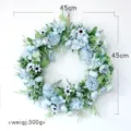 Blue artificial flower wreath 45cm diameter, perfect door hanging decor for wedding and home. - 45cm / Tiffany Blue