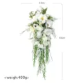 White green waterfall bridal bouquet artificial flowers wedding decoration cascading drop - White Green