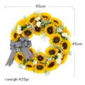 Couronne de tournesol artificielle d'automne avec nœud, diamètre de 45cm pour décoration. - Couronne de tournesols et marguerites