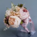 Bouquet de mariée artificiel pivoine succulente style européen déco mariage rose - Champagne Clair