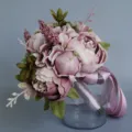 Bouquet de mariée pivoine et plante grasse artificielle rose vintage pour mariage romantique. - Rose racine de lotus foncé