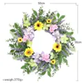 Couronne de fleurs artificielles tournesol marguerite 50cm pour porte mur et décoration. - Couronne de petites fleurs printanières