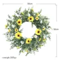 Couronne artificielle de tournesol et eucalyptus pour déco porte extérieure 50cm - Couronne de Tournesols et Verdure