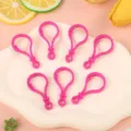 Colorful plastic bulb lobster clasps for DIY jewelry making, cute keychains, and toy pendants 7pcs - Rose Red