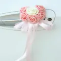 Wedding car door handle decoration pink foam roses ribbons romantic wedding party decor accessories - Small Heart Ribbon - Color No. 3