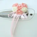 Wedding car door handle decoration, artificial PE foam roses flower with ribbons and pearl. - Small Heart Ribbon - Color No. 5