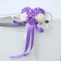 Wedding Car Door Handle Decoration Purple White PE Rose Ribbon Flower Wedding Party Decor - Small Heart Streamer Color No. 8