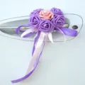 Wedding car door handle flower decoration purple pink rose ribbon floral decor for ceremony - Small Heart Streamer Color No. 10