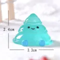 Luminous melting Christmas tree resin miniature figurine, cute teal snow landscape decor item. - Blue Melting Christmas Tree