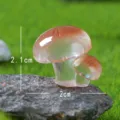 Mini figurine de champignon en resine translucide, rose et blanc pour jardin micro paysage. - Grands et petits champignons marron