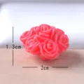 Mini resin rose bouquet ornament micro landscape pink flower figurine cute desktop decor item - Red Floral