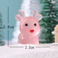 Carino cervo in resina di Natale miniatura ornamento DIY micro paesaggio decoro 2.8cm - Renna di Natale in piedi - rosa