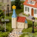Miniatura Iglesia Resina Adorno Micro Paisaje Hada Jardin Figurita Torre Azul Techo Rojo - Mini iglesias de estrellas