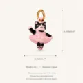 Adorable pendentif chat noir et blanc ballerine en cuivre pour collier DIY bijoux - Pendentif Chat en Robe Rose (Recto-Verso)