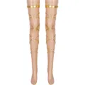 Gold metallic leg straps harness, cross wrap thigh bands for fashion costume party setup. - Metallic Gloss Cross Straps / One Size / Gold