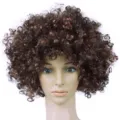 Short dark brown curly wig fluffy afro hair wig for women daily party wear style variant - One Size / Wig Only / Brown