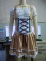 Deutsches Oktoberfest Dirndl Kleid Cosplay Kostüm Bayerisches Bierzelt Trägerkleid Detail - S / Set / Braun-Weiß-Kontrast